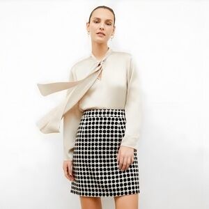 Ann Taylor LOFT Women's Wool Blazer Skirt Suit Set Size 8P Houndstooth polka dot